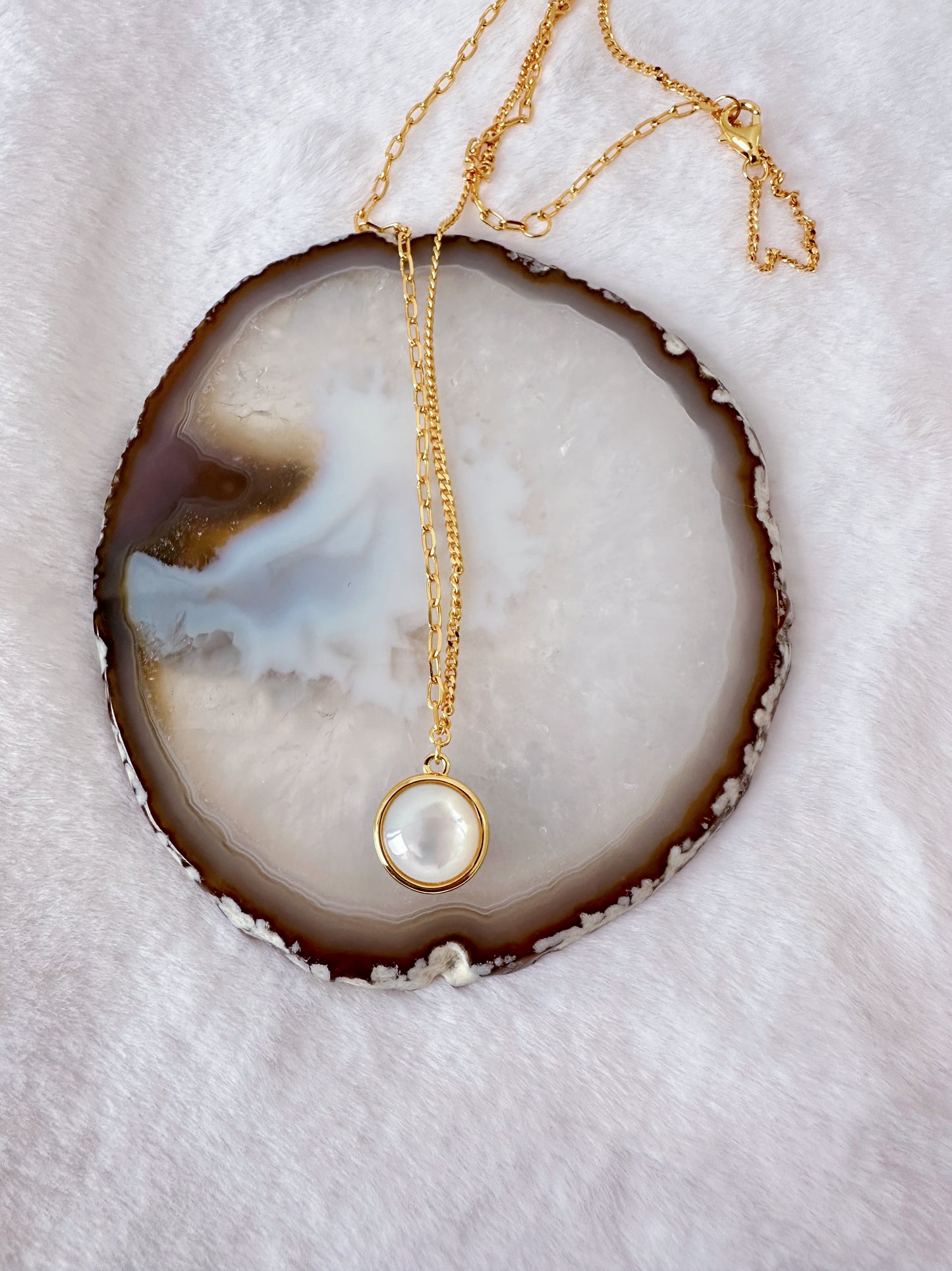 Onyx and Pearl Shell Necklace