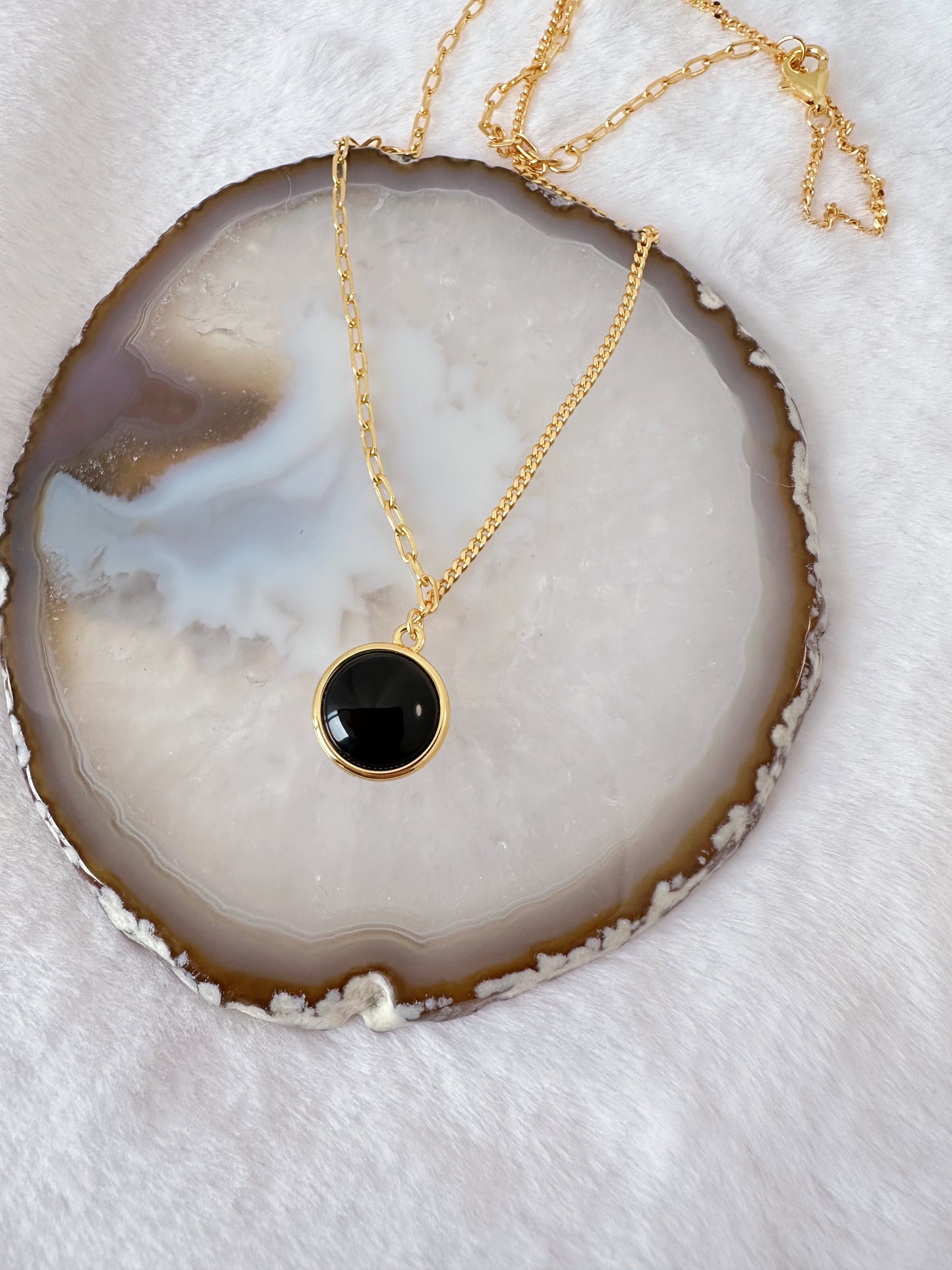 Onyx and Pearl Shell Necklace