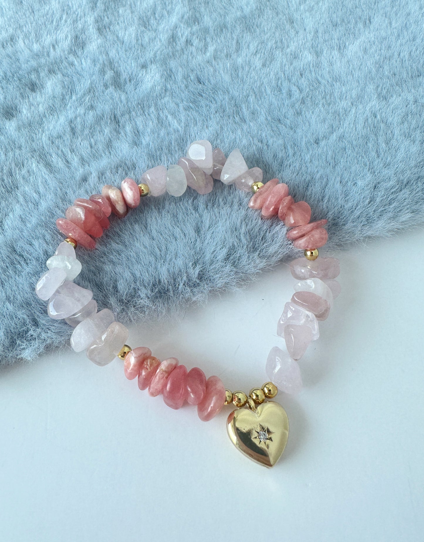 Rose Quartz and Rhodochrosite Bracelet